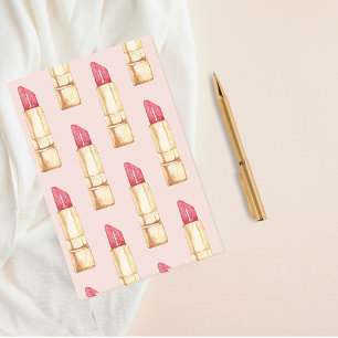 Modern Pastel Pink & Red Lipstick Pattern Girly Post-it Notes