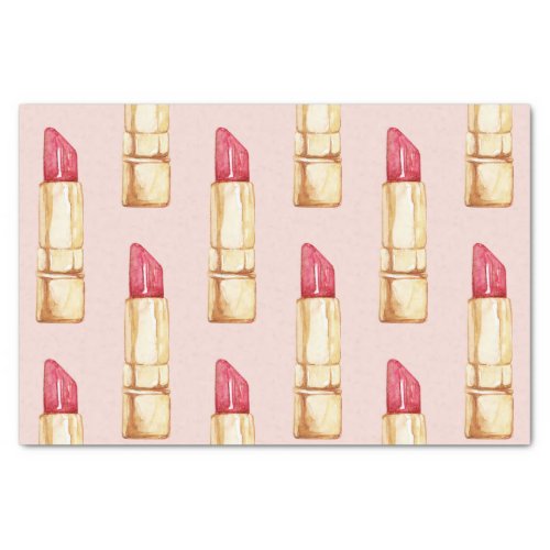 Modern Pastel Pink  Red Lipstick Pattern Girly Tissue Paper