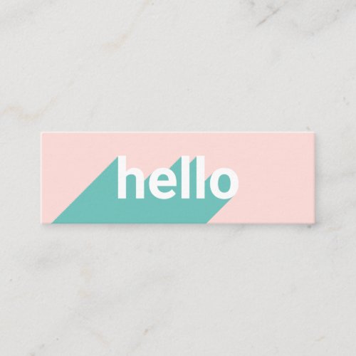 Modern pastel pink teal trendy hello typography mini business card