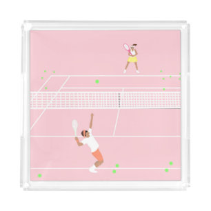 Modern Pastel Pink Tennis Match Acrylic Tray