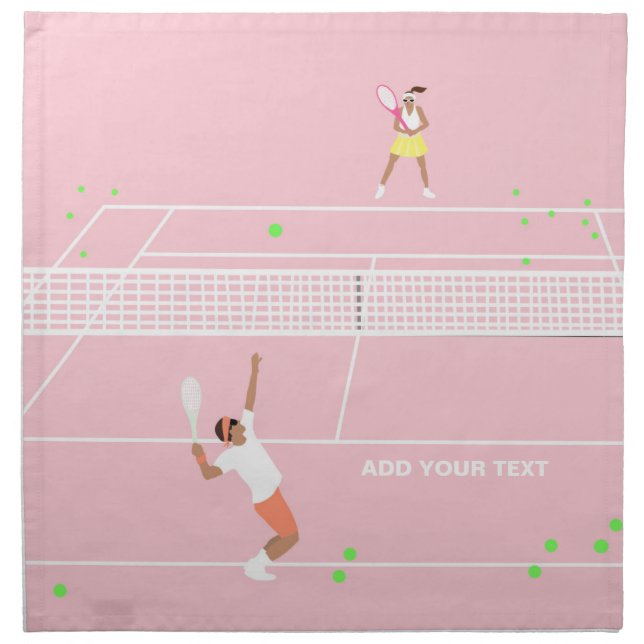 Modern Pastel Pink Tennis Match Cloth Napkin (Front)