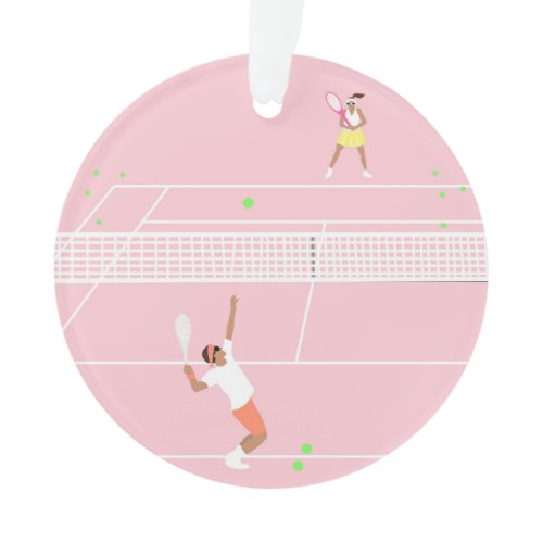 Modern Pastel Pink Tennis Match Ornament