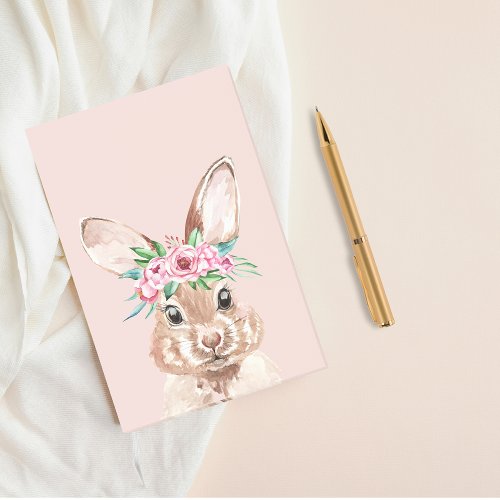 Modern Pastel Pink Watercolor Bunny With Flowers Post_it Notes