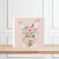 Modern Pastel Pink Watercolor Bunny With Flowers