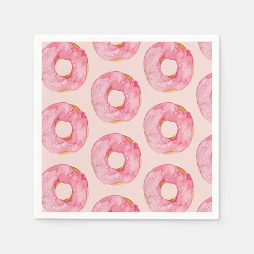 Modern Pastel Pink Watercolor Donuts Pattern Napkins