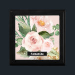 Modern Pastel Pink Watercolor Flowers & Name Gift Box<br><div class="desc">Modern Pastel Pink Watercolor Flowers & Name</div>