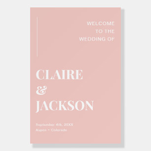 Modern Pastel Pink Wedding Welcome Sign