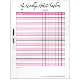 Modern Pastel Pink Weekly Habit Tracker Dry Erase Board