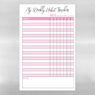 Modern Pastel Pink Weekly Habit Tracker Magnetic Dry Erase Sheet