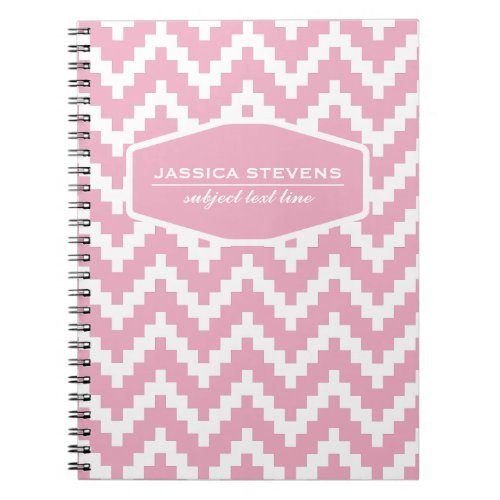 Modern Pastel Pink  White Zigzag Ikat Chevron Notebook
