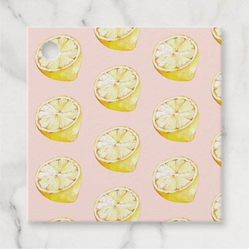Modern Pastel Pink   Yellow Lemons Pattern Favor Tags