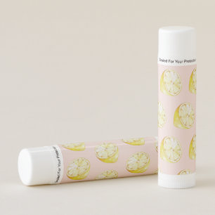 Modern Pastel Pink &  Yellow Lemons Pattern Lip Balm