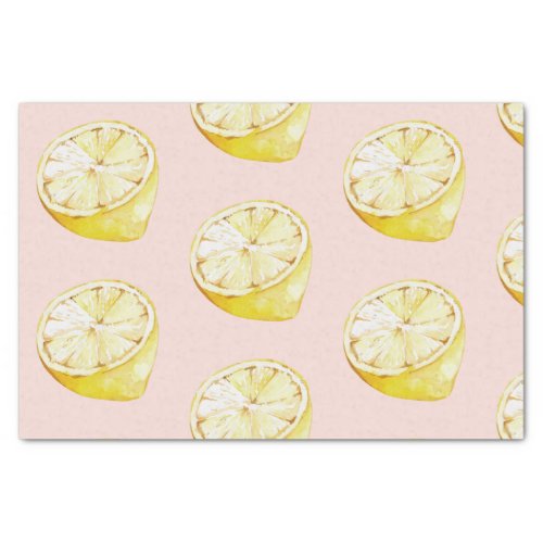 Modern Pastel Pink   Yellow Lemons Pattern Tissue Paper