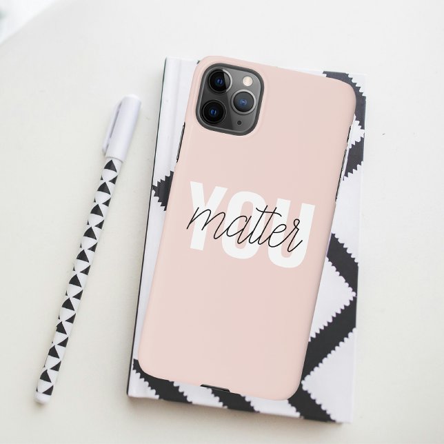 Modern Pastel Pink You Matter Inspiration Quote iPhone Case (Creator Uploaded)