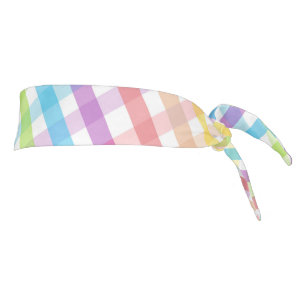 Modern Pastel Plaid Rainbow Baby Shower Party Tie Headband