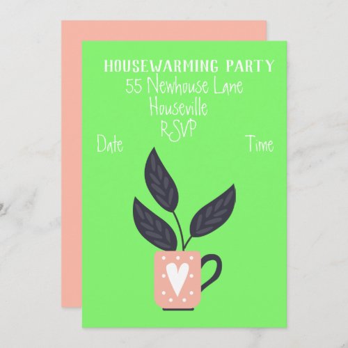 Modern pastel pot plants housewarming Party Invitation