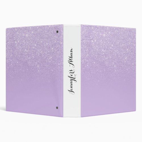 Modern pastel purple lavender ombre glitter block 3 ring binder