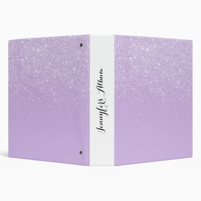 Modern pastel purple lavender ombre glitter block 3 ring binder (Background)