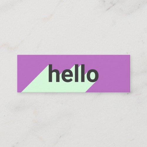 Modern pastel purple mint trendy hello typography mini business card