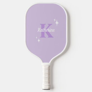 Modern Pastel Purple Monogrammed Feminine Pickleball Paddle