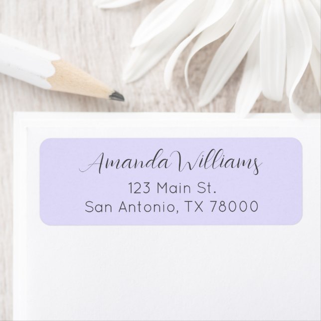 Modern Pastel Purple Script Return Address Label (Insitu)