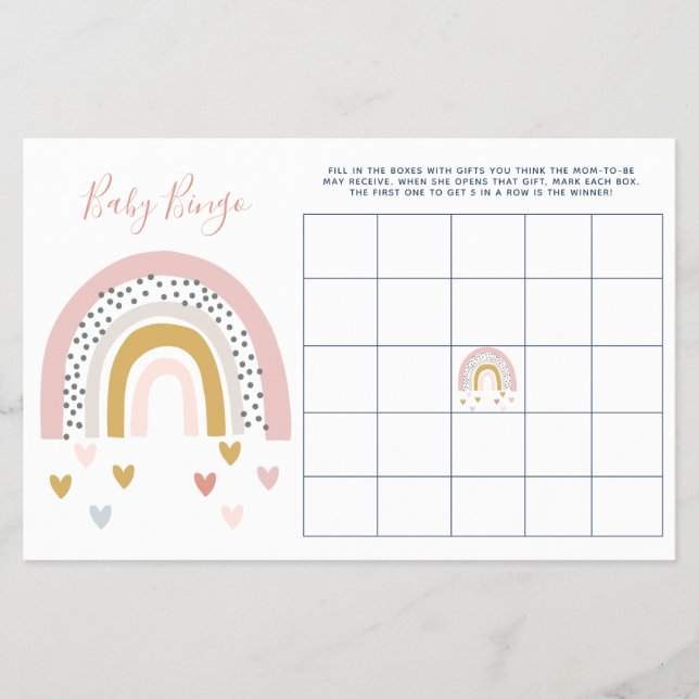 Modern Pastel Rainbow Baby Shower Baby Bingo Flyer (Front)