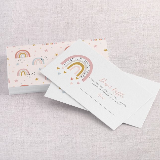 Modern Pastel Rainbow Baby Shower Diaper Raffle Business Card (Creator Uploaded)