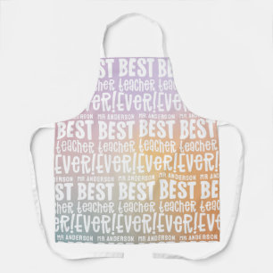 Modern pastel rainbow best teacher typography gift apron
