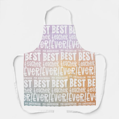 Modern pastel rainbow best teacher typography gift apron