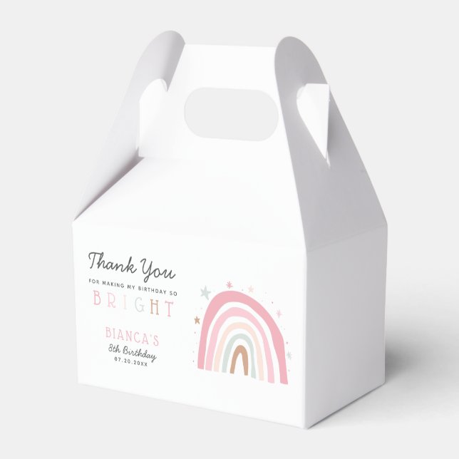 Modern Pastel Rainbow BRIGHT Birthday Party Favor Boxes (Front Side)