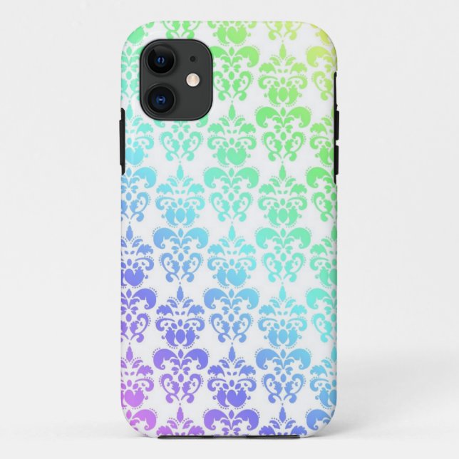 Modern pastel rainbow damask Case-Mate iPhone case (Back)
