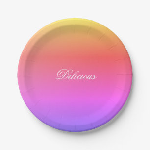 Modern Pastel Rainbow Designer Round Paper Plates