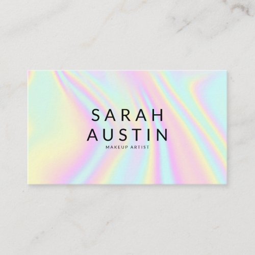 Modern Pastel Rainbow Holographic Business Card