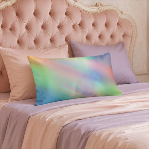Modern Pastel Rainbow Mermaid Unicorn Holographic Lumbar Pillow
