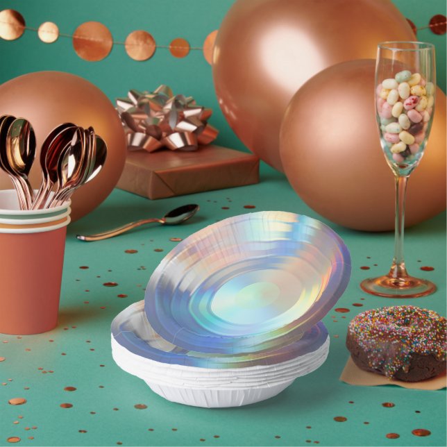  Modern Pastel Rainbow Mermaid Unicorn Holographic Paper Bowls (Multi)