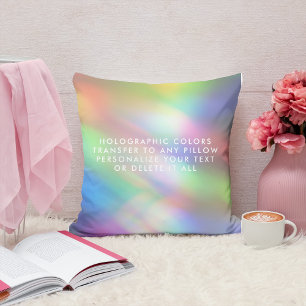 Modern Pastel Rainbow Mermaid Unicorn Holographic Throw Pillow