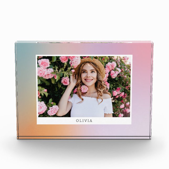 Modern pastel rainbow pink girly photo unique gift (Front)