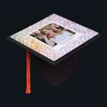 Modern pastel rainbow pink photo graduation party graduation cap topper<br><div class="desc">Modern contemporary grungy photo graduation party decor napkin. With space for photo and information on the back of the card. Modern girly pink,  pur[ple,  teal,  blue,  green,  orange,  yellow pastel rainbow and white color can be customised to suit your style.</div>