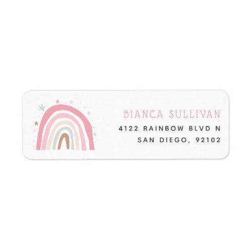 Modern Pastel Rainbow Stars Return Address Label