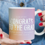 Modern pastel rainbow typography graduation photo  coffee mug<br><div class="desc">Modern contemporary grungy photo graduation party decor photo mug favor gift. With space for photo and information on the back of the card. Modern girly pink,  pur[ple,  teal,  blue,  green,  orange,  yellow pastel rainbow and white color can be customised to suit your style.</div>