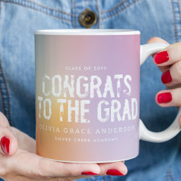 Modern pastel rainbow typography graduation photo  coffee mug