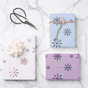 Modern Pastel Snowflakes Wrapping Paper Sheets