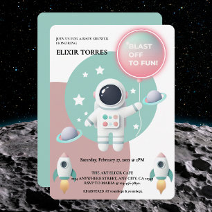 Modern Pastel Space Explorer Baby Shower Invitation