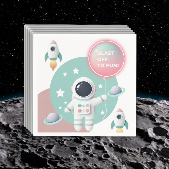 Modern Pastel Space Explorer Baby Shower Napkins (Creator Uploaded)
