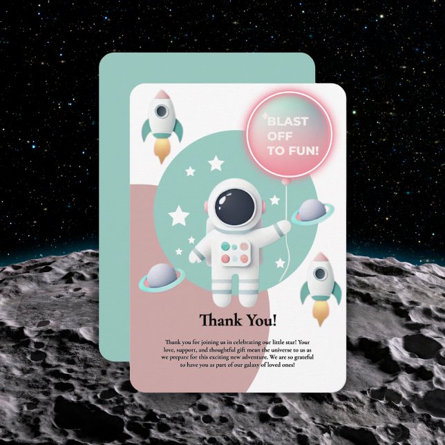 Modern Pastel Space Explorer Baby Shower Thank You Card (Creator Uploaded)