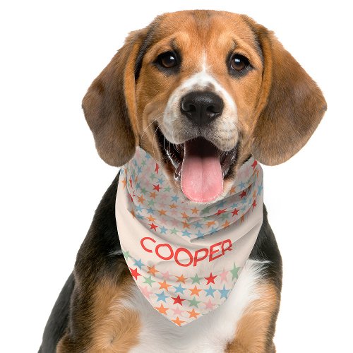 Modern Pastel Stars Personalized Dog Bandana