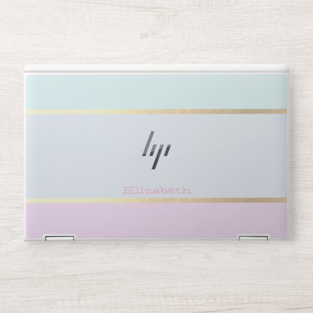 Modern Pastel Striped - Personalized HP Laptop Skin (Front)