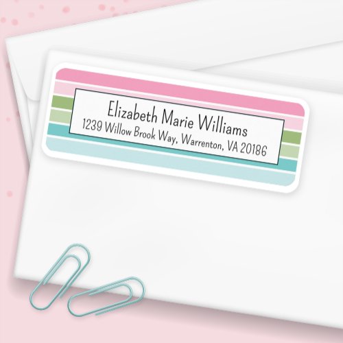 Modern Pastel Stripes Return Address Label