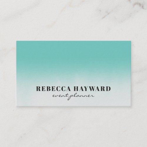 Modern pastel teal beige watercolor ombre elegant business card