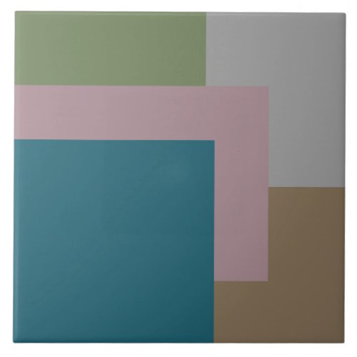 Modern pastel teal blush green grey ochre ceramic tile